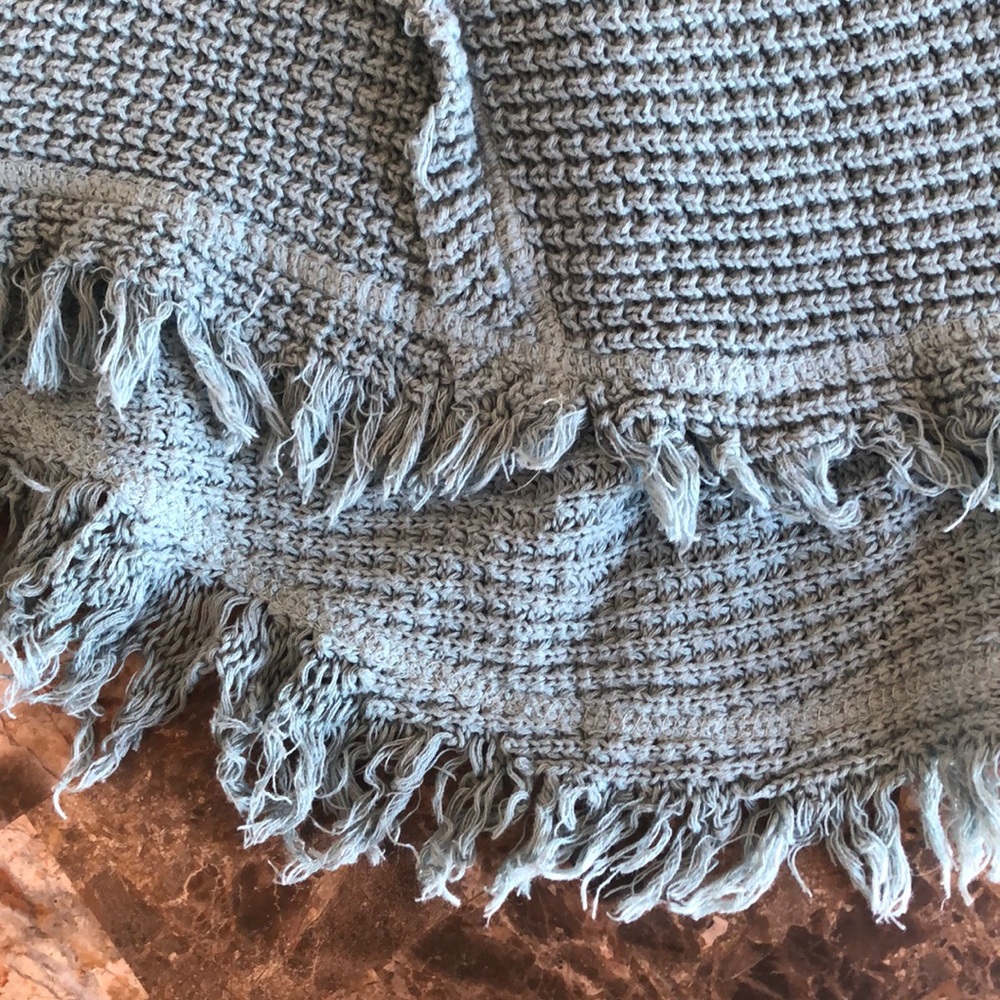 Sage Cut-Out Sweater with Fringe - Picture 3 of 7